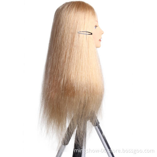 Hairdressing Training Heads 100% Human Hair 20" Mannequin Head With Long Hair High Quality Hair Practice Head For competition